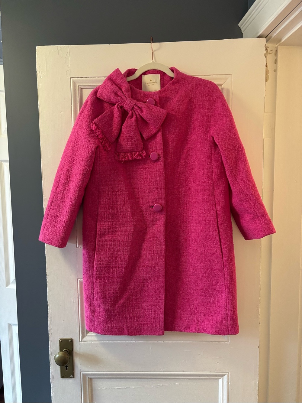 kate spade Bright Pink Bow-Accent Coat
